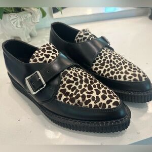 Vintage Daljeets Men’s Leopard Side Buckle Creepers, Size 11
